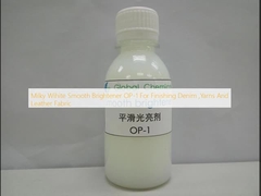 Bollente liscio bianco latte OP-1 per la finitura di denim, filati e tessuti di cuoio